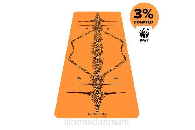 Liforme år af tigerens yogamåtte livlig orange/sort-creme yoga måtter 4R8036